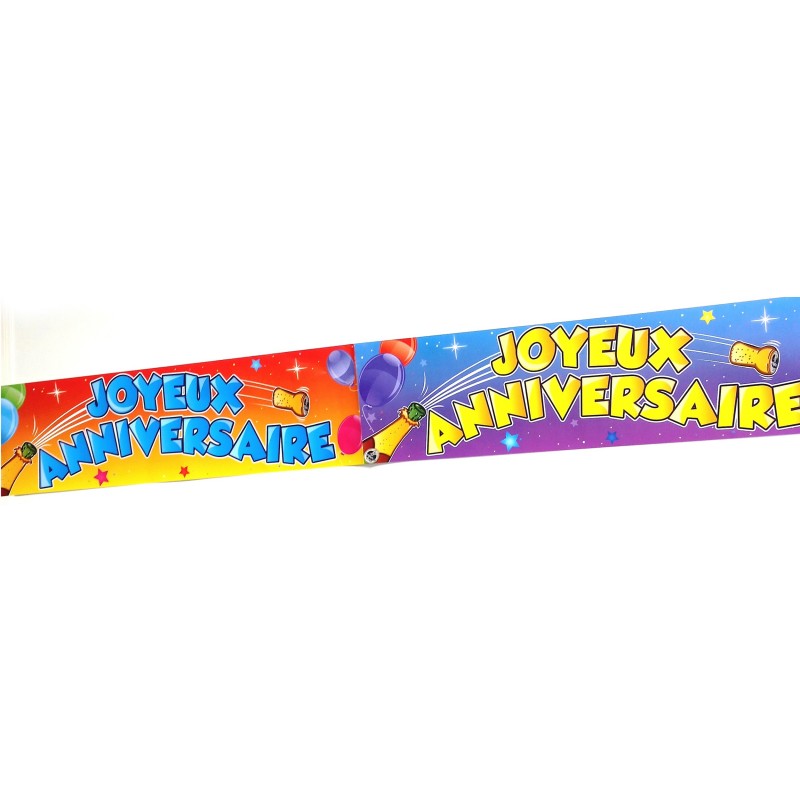 Banderole Joyeux Anniversaire multicolore 6M - Boutique POUBEAU