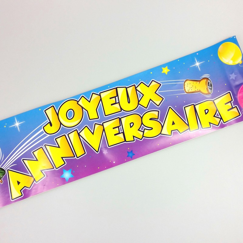 Banderole Joyeux Anniversaire multicolore 6M - Boutique POUBEAU