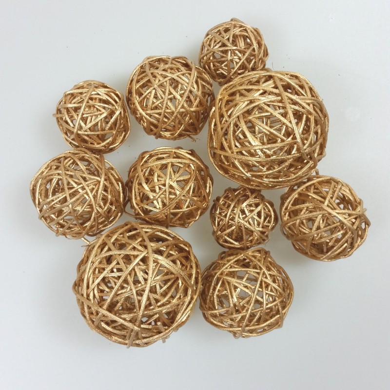 Lot De 10 Boules Rotin 3 Cm Vert – Décorations Artisanales Naturelles Noël Mariage Fête