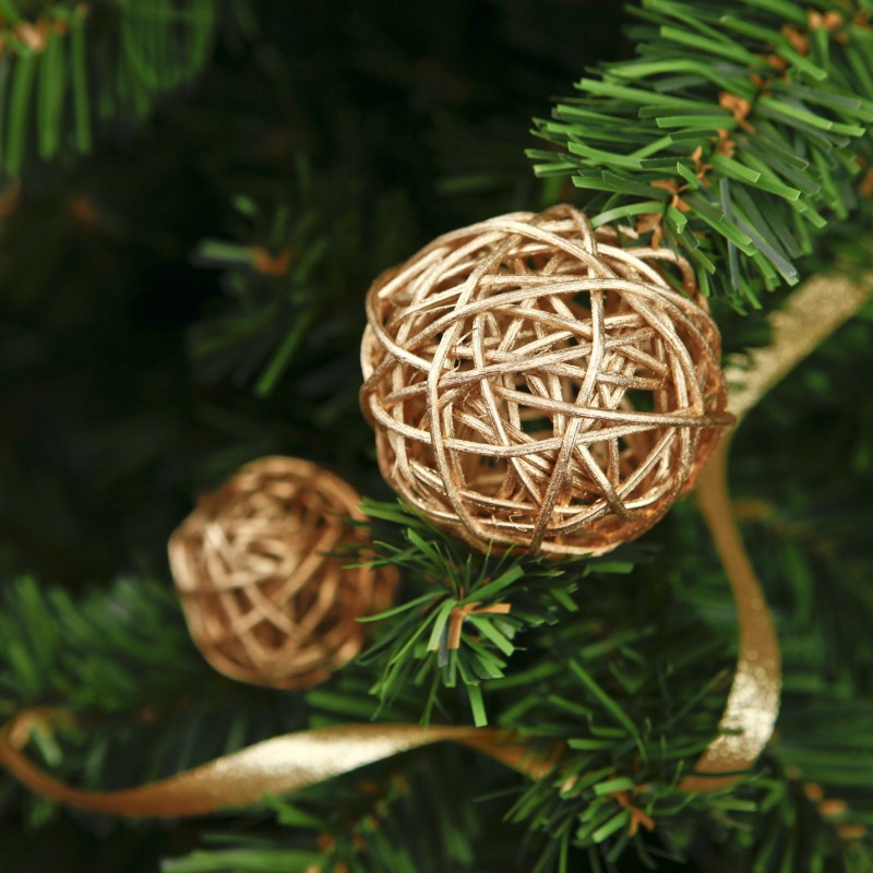 Boules en rotin or (x10) - MaPlusBelleDeco.com