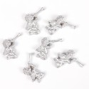 Petits angelots trompette en résine (x6) argent