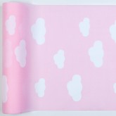 Chemin de table en tissu nuages rose