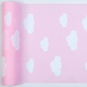 Chemin de table en tissu nuages rose