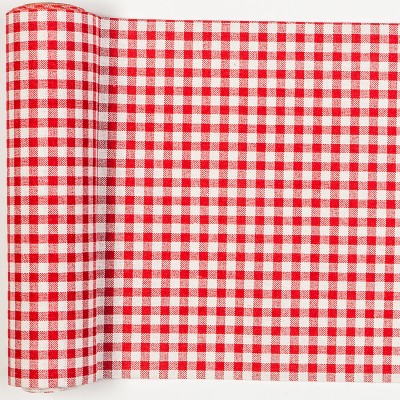 Chemin de table vichy en tissu blanc/rouge 