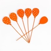 Petits ballons orange plumetis sur tige ( X 6)