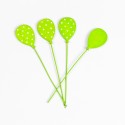 Petits ballons verts plumetis sur tige (x6)