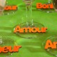 Mots « AMOUR » sur sticker orange