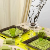 Chemin de table tête à tête uni vert anis