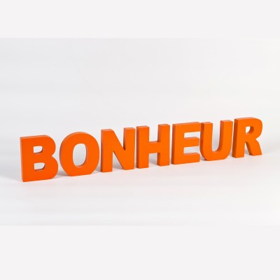 Grandes lettres « BONHEUR » à poser orange