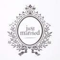 Chemin de table Just Married blanc / argent