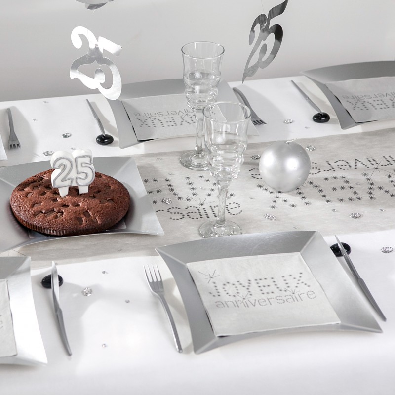 Serviettes joyeux anniversaire métallisé-décoration de table
