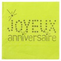 Serviettes Joyeux anniversaire (x20) vert anis