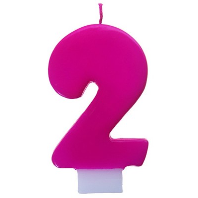 Bougie chiffre 2 fuchsia