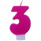 Bougie chiffre 3 fuchsia