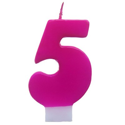 Bougie chiffre 5 fuchsia