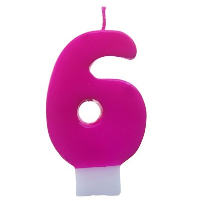 Bougie chiffre 6 fuchsia