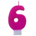 Bougie chiffre 6 fuchsia