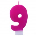 Bougie chiffre 9 fuchsia