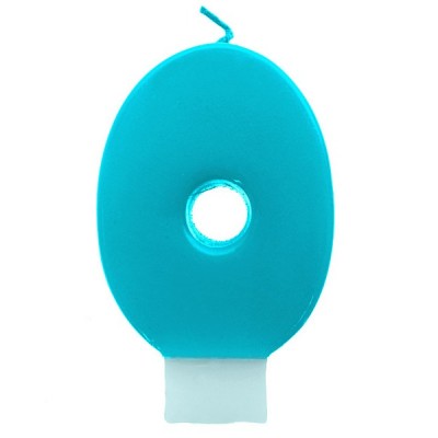 Bougie chiffre turquoise 0