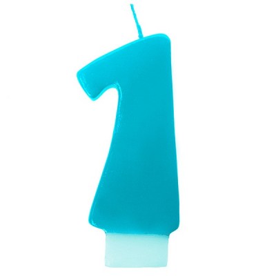 Bougie chiffre 1 turquoise