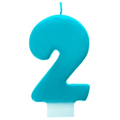 Bougie chiffre 2 turquoise