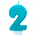 Bougie chiffre 2 turquoise