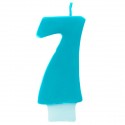 Bougie chiffre 7 turquoise