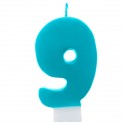 Bougie chiffre 9 turquoise