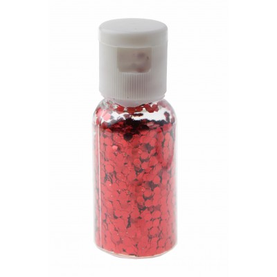 Tube de paillettes rouge hexagonales