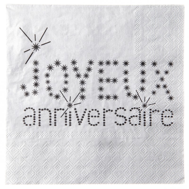 Serviette papier anniversaire 40 ans noir et or, Décoration de table