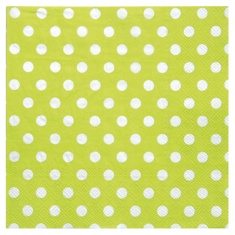 20 SERVIETTES PAPIER ANNIVERSAIRE 33CM POIS COLORE