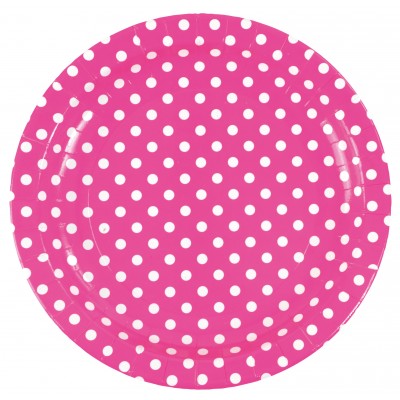 Assiettes à pois (x10) fuchsia
