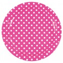 Assiettes à pois (x10) fuchsia