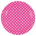 Assiettes à pois (x10) fuchsia