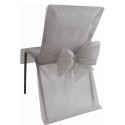 Housses de chaise grises (x10) + noeud en non tissé