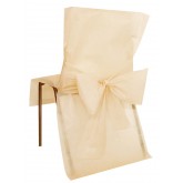 Housses de chaise ivoire (x10) + noeud en non tissé