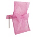 Housses de chaise roses (x10) + noeud en non tissé