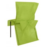 Housses de chaise vert anis (x10) + noeud en non tissé