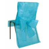 Housses de chaise turquoise ( x10) + noeud en non tissé