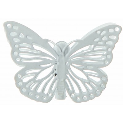 Papillons ciselés sur pince (x4) blanc