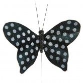 Papillons plumetis pailletés (x6) noir / blanc