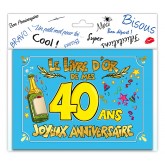 Carte anniversaire 40 ans bleu pailleté et fond tons de bleu fait