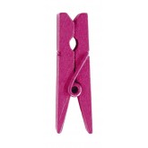 Mini pinces en bois peint fuchsia (x24)