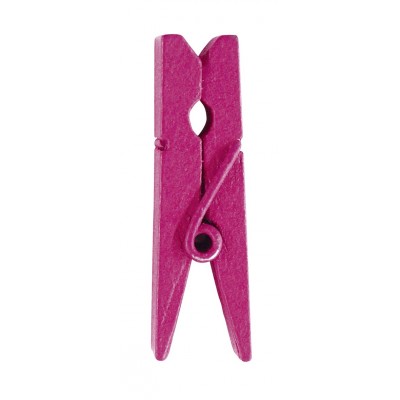 Mini pinces en bois peint fuchsia (x24)