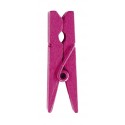 Mini pinces en bois peint fuchsia (x24)