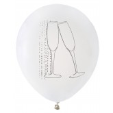 Ballons blancs argentés flûtes de champagne (x8)
