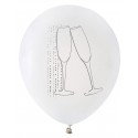 Ballons blancs argentés flûtes de champagne (x8)