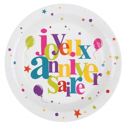 Assiettes Joyeux Anniversaire (x10) 