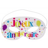 Masque Joyeux Anniversaire multicolore x 10