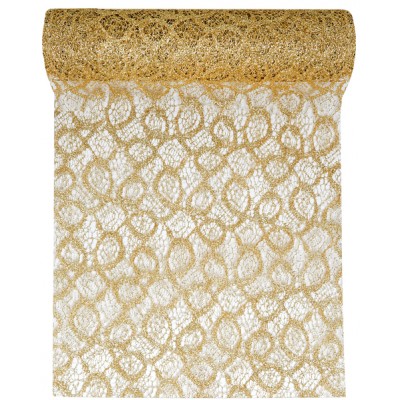 Chemin De Table Dentelle Metallique Or Maplusbelledeco Com